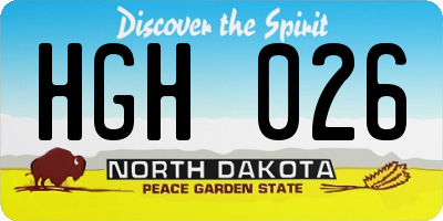 ND license plate HGH026