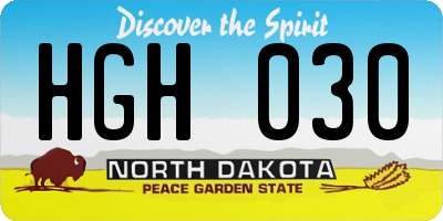ND license plate HGH030