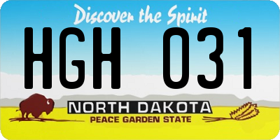 ND license plate HGH031