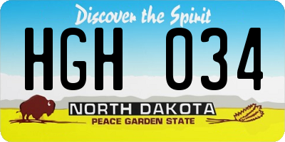 ND license plate HGH034