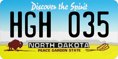 ND license plate HGH035