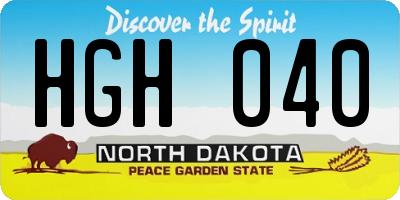 ND license plate HGH040