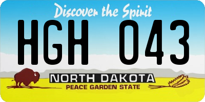 ND license plate HGH043