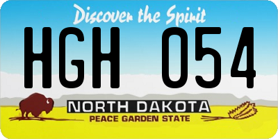 ND license plate HGH054