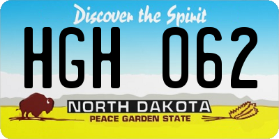 ND license plate HGH062