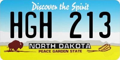 ND license plate HGH213