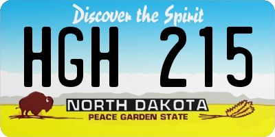 ND license plate HGH215