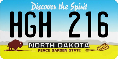 ND license plate HGH216