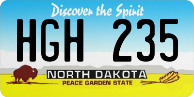 ND license plate HGH235