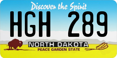 ND license plate HGH289