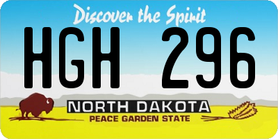 ND license plate HGH296