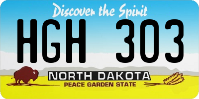 ND license plate HGH303