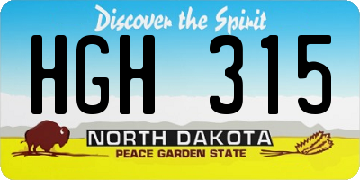 ND license plate HGH315