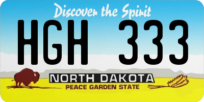 ND license plate HGH333