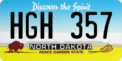 ND license plate HGH357
