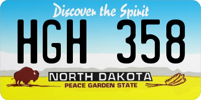 ND license plate HGH358