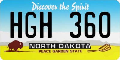 ND license plate HGH360