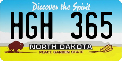 ND license plate HGH365