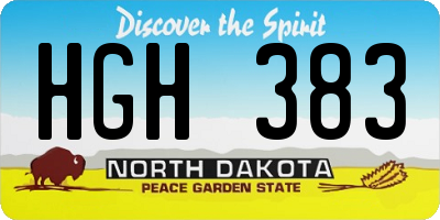 ND license plate HGH383