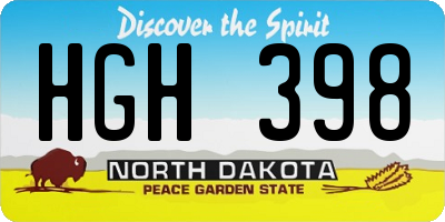 ND license plate HGH398