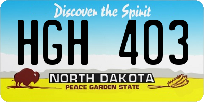 ND license plate HGH403