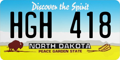 ND license plate HGH418