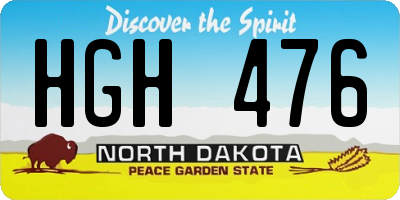 ND license plate HGH476