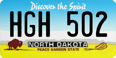 ND license plate HGH502