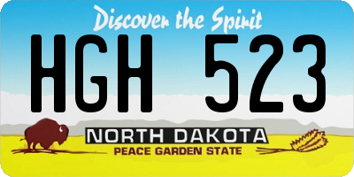 ND license plate HGH523