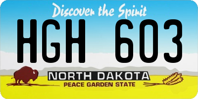 ND license plate HGH603