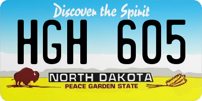 ND license plate HGH605