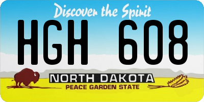 ND license plate HGH608