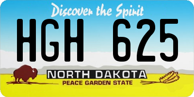 ND license plate HGH625
