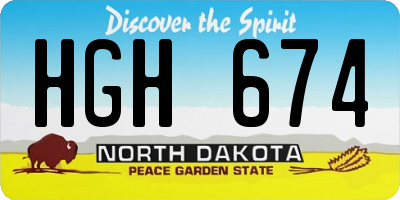 ND license plate HGH674