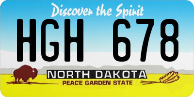 ND license plate HGH678