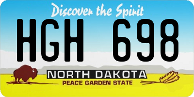 ND license plate HGH698