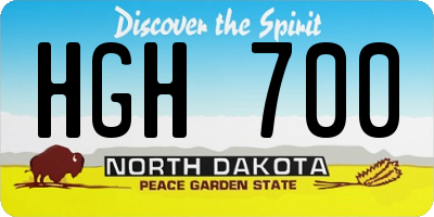 ND license plate HGH700