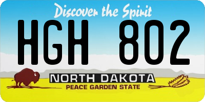ND license plate HGH802