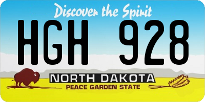 ND license plate HGH928