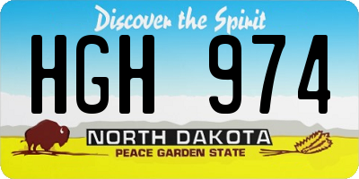 ND license plate HGH974
