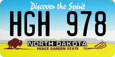 ND license plate HGH978