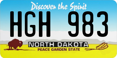 ND license plate HGH983