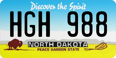 ND license plate HGH988