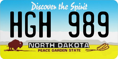 ND license plate HGH989