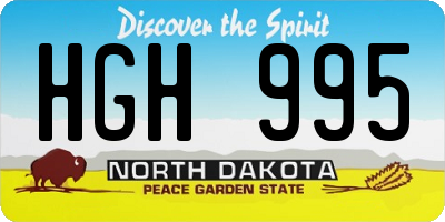 ND license plate HGH995