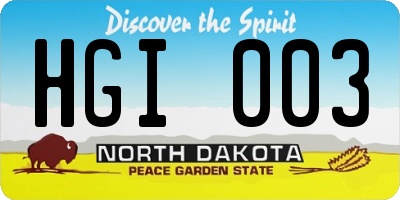 ND license plate HGI003