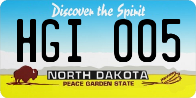 ND license plate HGI005