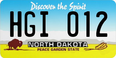 ND license plate HGI012