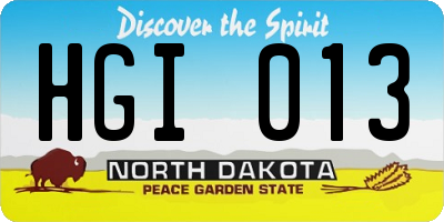 ND license plate HGI013
