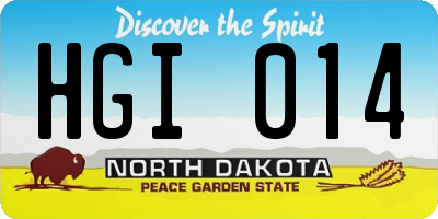 ND license plate HGI014
